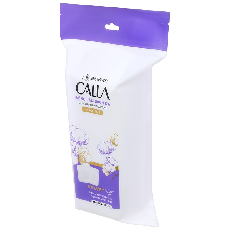 Bông tẩy trang Calla mềm mịn dạng vuông lớn gói 100 miếng - 2